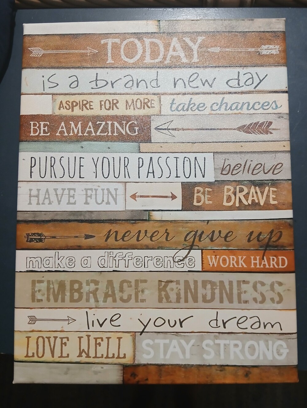 Today Inspirational Wall Art Canvas - Neutral Brown & Cream - Picture 1 of 2
